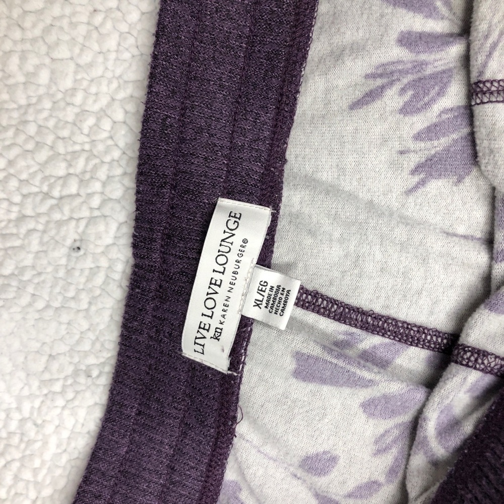 Karen Neuburger Gray & Purple Floral 3pc Lounge Pajama Set XL - Picture 11 of 12